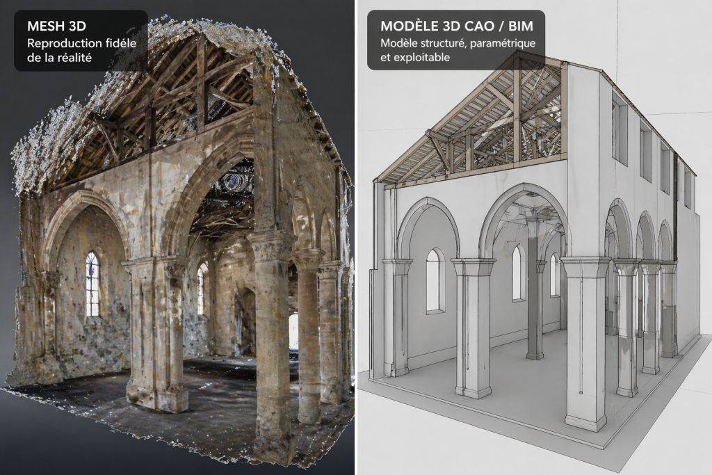 Mesh vs Modèle 3D CAO